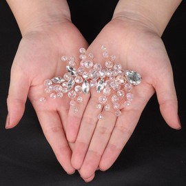 Teyglen Rose Gold Crystal Wedding Hair Barrette Bridal Rhinestone Hair Clips for Women Side Headpiece Decorative Hair Accessories Jewelry for Festival Party Prom Head Piece (Rose Gold)