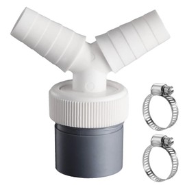 Washing Machine Waste Splitter,Dishwasher Y Connection Adapter with 2 Hose Clamp,Double Connection Y-Shaped Waste Pipe Connector,Y-Piece Splitter Connector Drain Adaptor for Tumble Washing Dryer