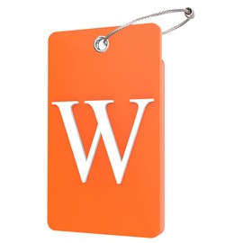 Gostwo 2 Pack Luggage Tags for Suitcases, 26 Initial Letter Travel Luggage Baggage Identification Labels ID Tag Fully Bendable Tags with Stainless Steel Loop (Orange) (Letter W)