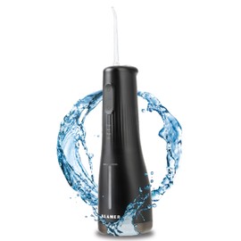 KLAMER Water Flosser with 2 Attachments for Effective Cleaning of Teeth and Interdental Spaces, Removable 250 ml Tank, Wireless, 4 Programmes, Black