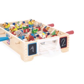 Janod - Mini Wooden Table Football for Children - Ice Hockey Theme - Develops Exchange and Sharing - FSC Product - from 3 Years Old - J03367
