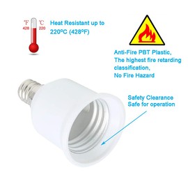 E12 Candelabra Converter to Standard E26 Bulb Base Adapter,E12 to E26 Adapter E12 Light Socket to Medium Base E26 Converter Light Socket Adapter Chandelier Socket E12 Light Bulb Adapter 2PACK