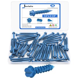1/4" x 2-1/4 Concrete Screws Assortment Kit, Concrete Screws Hex Head Masonry Block or Brick Cement Screws and Anchors, Diamond Point(50 PCS)