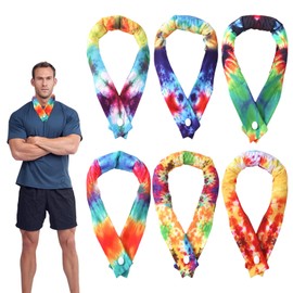 6pcs Cooling Neck Wraps, 24.8x1.97in Neck Cooler Bandanna with Button Neck Cooling Ice Pack Cool Scarf Neck Towel Cooling Cloth Rags for Walking Riding Outdoor Hot Weather(Camouflage)