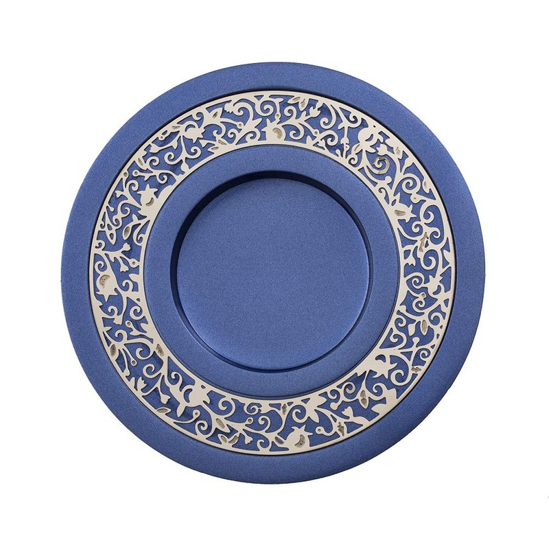 (Blue Cup with Silver Lace) - Wine Goblet Anodized Aluminium