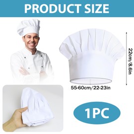 Chefs Hats for Adults, Chef Hat - Unisex Chef Hat White Chef Hat- Adjustable Kitchen Cooking Headgear Bakers Hats Kitchen Cap Mushroon Design Uniform Cap, for Women Baking Party Cooking Restaurant