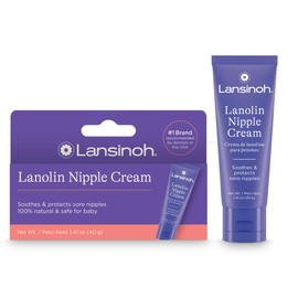 Lansinoh Lanolin Nipple Cream Safe for Breastfeeding Baby, 100% Natural Nipple Butter, Breastfeeding Essentials for Postpartum Moms, 1.41 Ounces