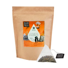 Peach Mango Swirl Pyramid Organic Greentea Bags - 50 Compostable Whole Leaf Chai Tea Bags - USDA Certified l Cellulose Inner Packaging l