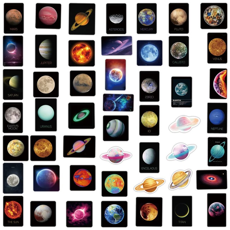 Solar System Stickers for Kids, Universe Planets Stickers, 50Pcs Outer