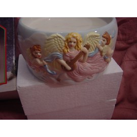 Ed's Variety Store Vintage Holiday Porcelain Bisque Angel Candle Holder