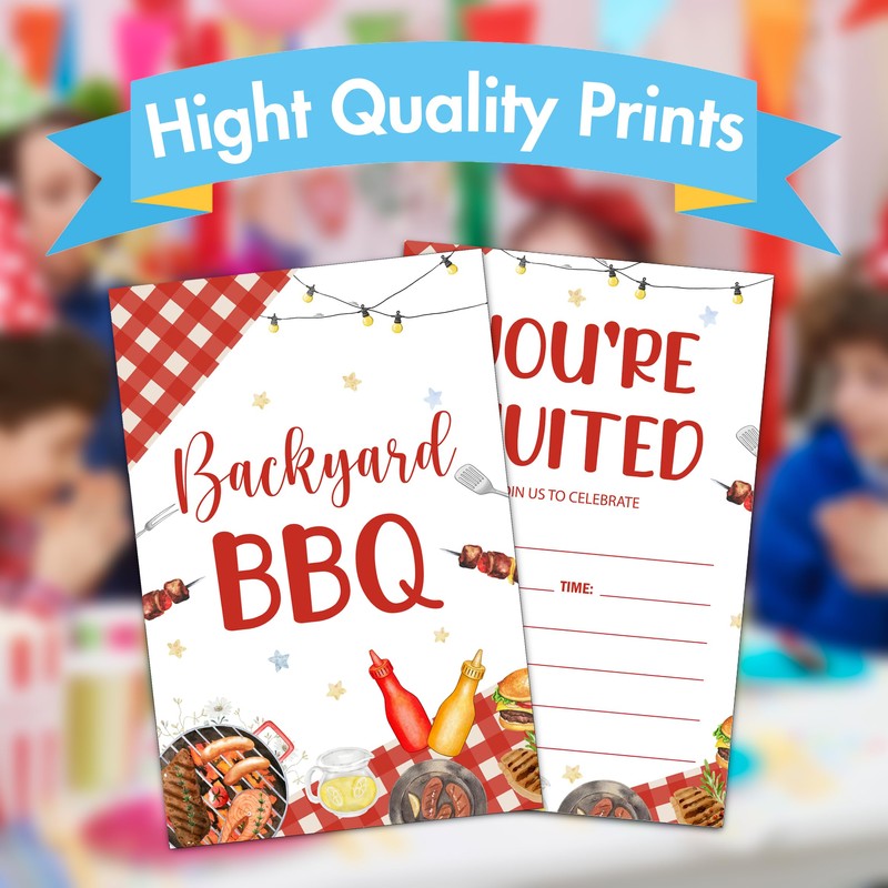 BBQ Party Invitations, Summer Barbecue Invite Cards with Envelopes (30PACK),