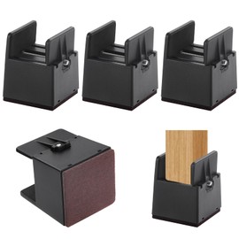 SEISSO 2 Inch Heavy Duty Bed Risers, Furniture Risers with Adjustable Screw Clamp, Dorm Bed Lifts Risers Support to 1000 Lbs Fit for Table, Desk, Couch, Chair Leg Extenders (4 Pack, Black)