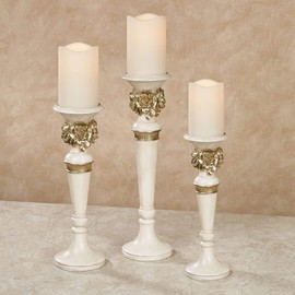 Abiline Candleholders Ivory/Gold Set of Three