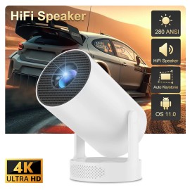 Topleo Projector Android Portable Video H713 Beamer Hy300 Pro Hifi 720p Video Home Lcd 4k Mini Proyector Smart Projectorcolor: White