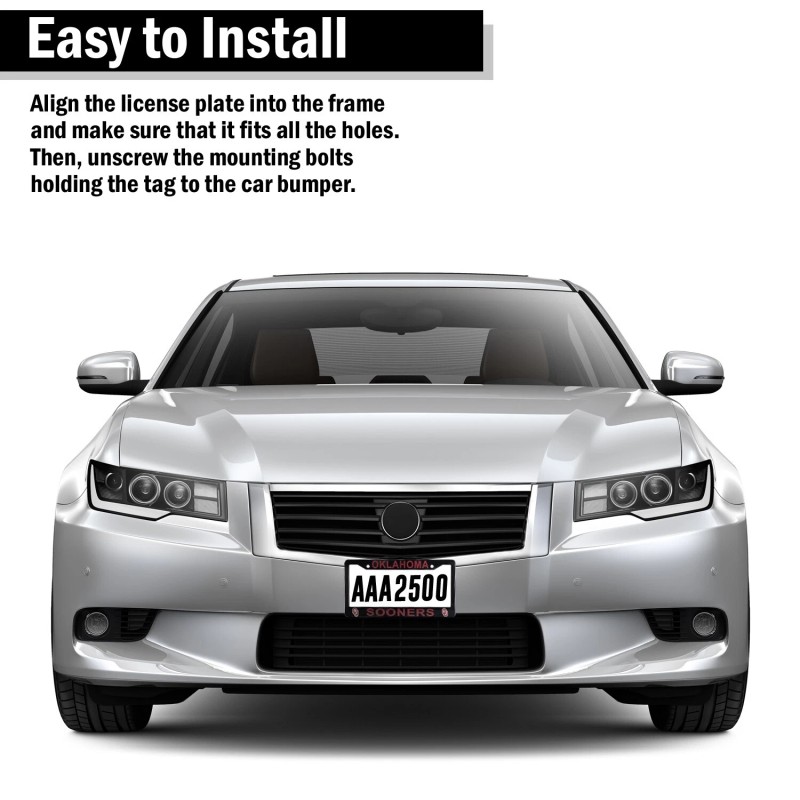 EliteAuto3K Oklahoma Sooners Black License Plate Frame Cover - EliteAuto3K