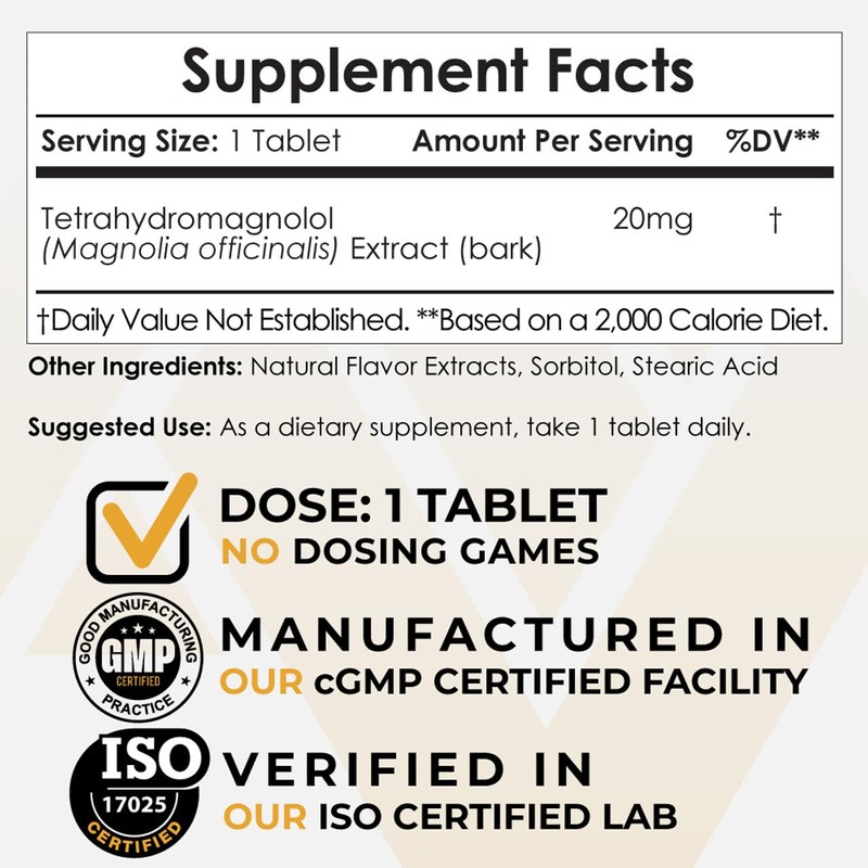 Nootropics Depot Tetrahydromagnolol Quick Dissolve Tablets | 20mg | Magnolia