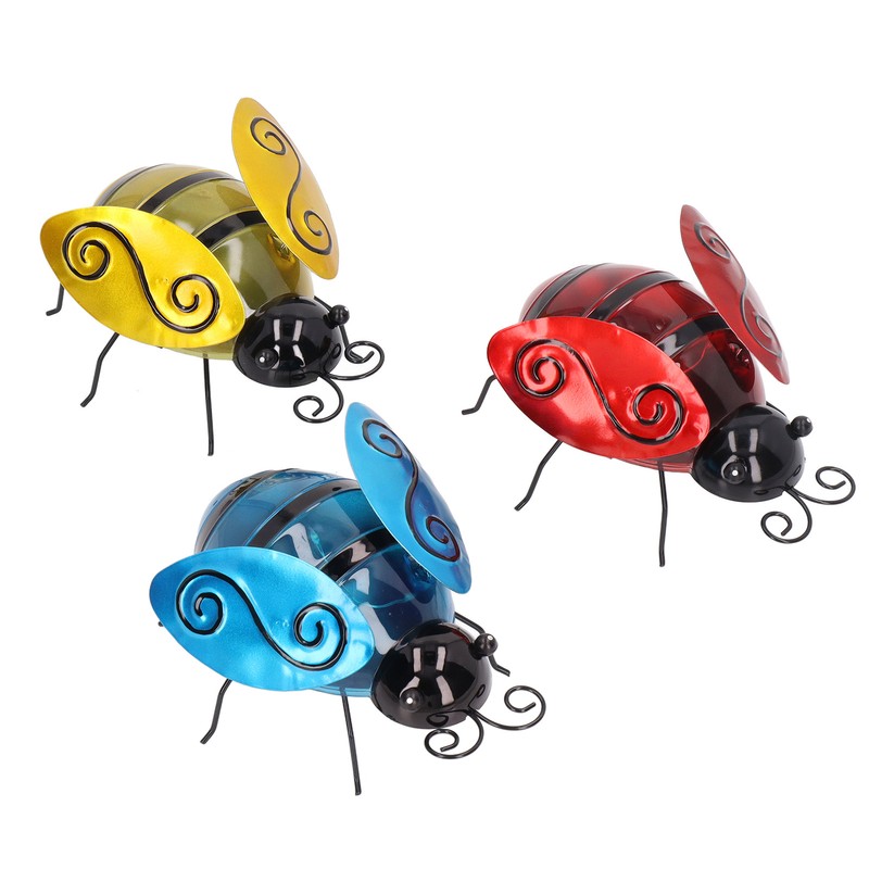 3pcs Solar Bee Lights Cute Innovative Iron Art Solar Powered