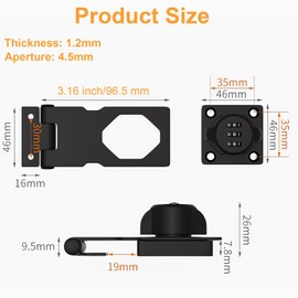 Cabinet Locks with Combination 3 Digit Keyless Closet Door Lock with Code - Security Double Door Lock Password Rotary Hasp Locks for Wooden Shed Barn Drawer Cabinet Cupboard Garden 1 Pcs 3.5"