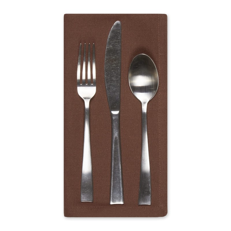 DII Solid Napkin Set Collection, 20x20, Bark Brown, 6 Piece