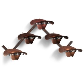 ORNAROVI 5 Pieces Cowboy Hat Rack for Wall, Western Cowboy Hat Holder Hanger Wall Mounted with Wooden Board, DIY Hanging Hat Organizer for Western, Beach, Fedora, Sun Hats (Black, 1 PACK)