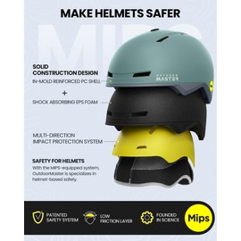 OutdoorMaster MIPS Ski Helmet, Snowboard Helmet for Men and Women, Snowboard Helmet with Ventilation System, Ski Helmet Made of Polycarbonate Shell and EPS Inner Shell, Individual Fit for Precise Fit