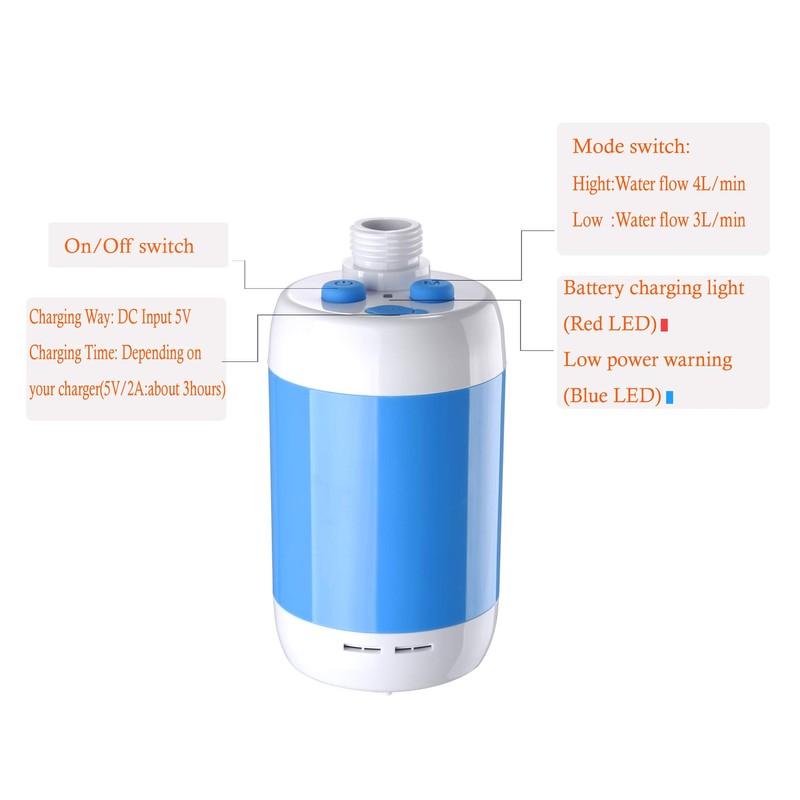 Laserbeak Camping Shower Portable Shower Outdoor Shower Handheld Electric Shower(Blue)