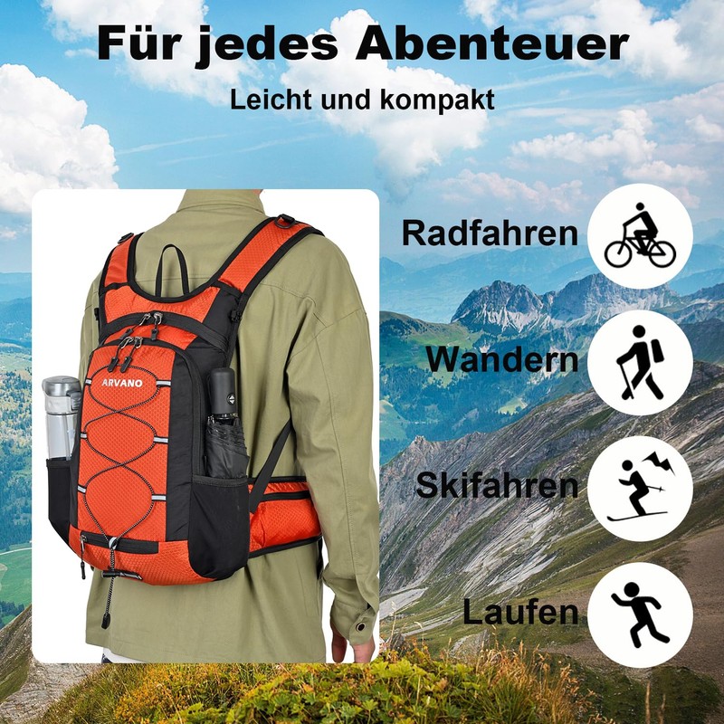 Arvano Bicycle Backpack Lightweight Ski Backpack Small Hiking Backpack MTB