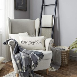 Meekio Farmhouse Pillow Covers with Better Together Quote 12" x 20" Farmhouse Rustic Décor Lumbar Pillow Covers with Saying Housewarming Gifts Family Room Décor