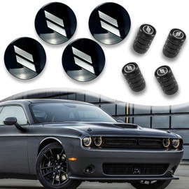 ZDEERAOTO 4pc 63mm/2.5 inches Slash Wheel Center Cap Covers Tire Valve Stem Cap Covers Compatible with Dodge Charger Challenger Durango Hornet Dart R/T SRT Magnum Nitro Journey Caliber (Silver)