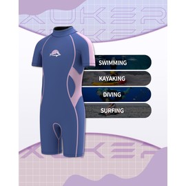 XUKER Kids Wetsuit for Boys Girls Toddlers 3mm Shorty Wet Suit Neoprene Back Zip Thermal Wetsuits for Teens Scuba Dive Swimming Boating Snorkeling