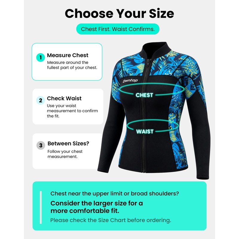 Owntop Women Wetsuit Top, 2mm Thermal High Stretch Neoprene