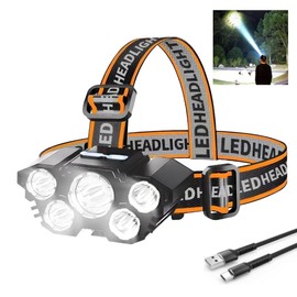 Rechargable Headlamp, Led Head Lamp with 4 Modes, Waterproof Head Lights For Forehead, Hard Hat Light, Adjustable Head Flashlight For Adults, Bright Coast Headlamp for Outdoor Camping, Hiking, Running