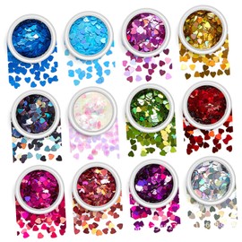 Baluue Heart Nail Glitter Flakes for Manicure Festival Accessories for Nails Body Individual Color Packaging for Easy Use