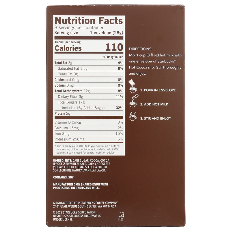 Starbucks Classic Hot Cocoa Double Chocolate (8.00 Ounce (Pack of