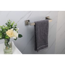 TocTen Bath Towel Rack - Square Base Thicken SUS304 Stainless Steel Towel Bar for Bathroom, Bathroom Accessories Towel Rod Heavy Duty Wall Mounted Towel Holder. (Brushed Nickel, 12)