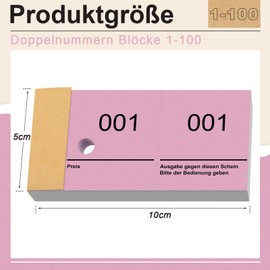 Nezyo Double Number Blocks 1-100 raffle lots with numbers, number blocks, number blocks, 10 cm x 5 cm for wardrobe, raffle, events, parties, fairs and hospitalities (pink)