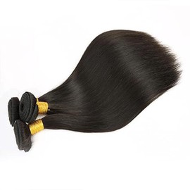 Gsoroel Straight Human Hair Extensions 1B Natural Black Colour Bundles Human Hair No Smell No Tangles Quick Weave Bundles Human Hair 3 Bundles Total 300 g 20 22 24 Inches