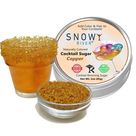 Snowy River Cocktail Sugar 3oz Gift Pack, All Natural Beverage Rimmer for Cocktails & Margaritas in Gift Rimmer Tin, Drink Decorating (Copper)