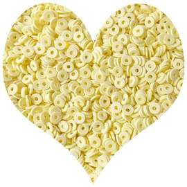 3000Pcs Clay Beads Flat Round Polymer Vinyl Heishi Beads for Jewelry Making Necklace Bracelet (02-Light Yellow)