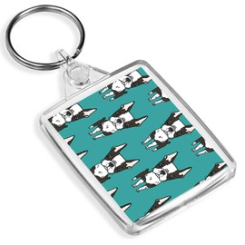 Cute Boston Terrier Pattern Keyring - IP02 - Dog Puppy Keyring #16613