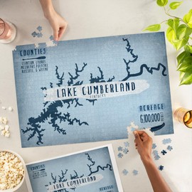 Lantern Press 1000 Piece Jigsaw Puzzle, Lake Cumberland, Kentucky, Lake Essentials, Shape, Acreage and County