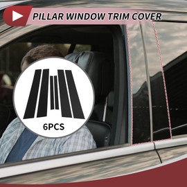 HEROFFIX 6 Pcs Door Pillar Window Trim for Nissan Altima 2007-2012 Front Rear Left Right Anti Scratch Sticker Pillar Posts Door Outer Exterior Cover Black