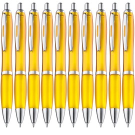 ZENSCRIBE® Ergonomic Ballpoint Pen, Pack of 10, Premium Ballpoint Pen Set, High Quality, Non-Slip Ballpoint Pen for Easy and Soft Writing, Blue Writing Ballpoint Pen Yellow
