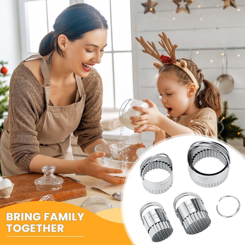 HULISEN Biscuit Cutter Set (5 Pieces/Set), Stainless Steel Round Biscuit
