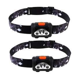 SecurityIng Headlight, High Brightness, Headlamp, 2-Pack, 250 Lumens, 4 Lighting Modes, IPX4 Waterproof, Red Sub-Light, Night Fishing, Mountain Climbing, Camping, Walks, Work, Outdoors, Disasters,