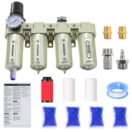 3/4" NPT Industrial Grade 4 Stage Air-Dryer-for-Compressor, Air-Compressor-Water-Separator-System for Plasma Cutter and Paint Spray, 3Filter&1Dryer System,Auto Drain