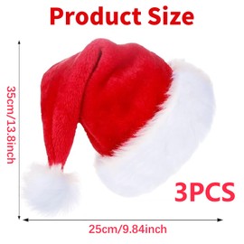 SFSSHUI Pack of 3 Children's Christmas Hat, Santa Hat, Children's Plush Santa Hat, Christmas Hats, Children's Christmas Hat, Children, Santa Hat, Baby for Christmas Party, Christmas Accessories