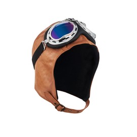 BLUETECH Convertible cap, aviator hat, convertible hat, classic car hood, basic, black, with convertible glasses, men, women, leather, unisex, Cognac