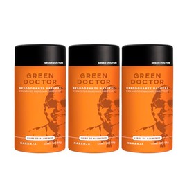 Green Doctor - Desodorante Natural sin Aluminio ni Parabenos Para Toda la Familia con Empaque Compostable - Kit 3 Piezas de 55 g c/u (Naranja)