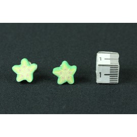 Miniblings Star Fruit Stud Earrings Carambola Fruit Green – Handmade Fashion Jewellery I Earrings Stud Earrings, polymer